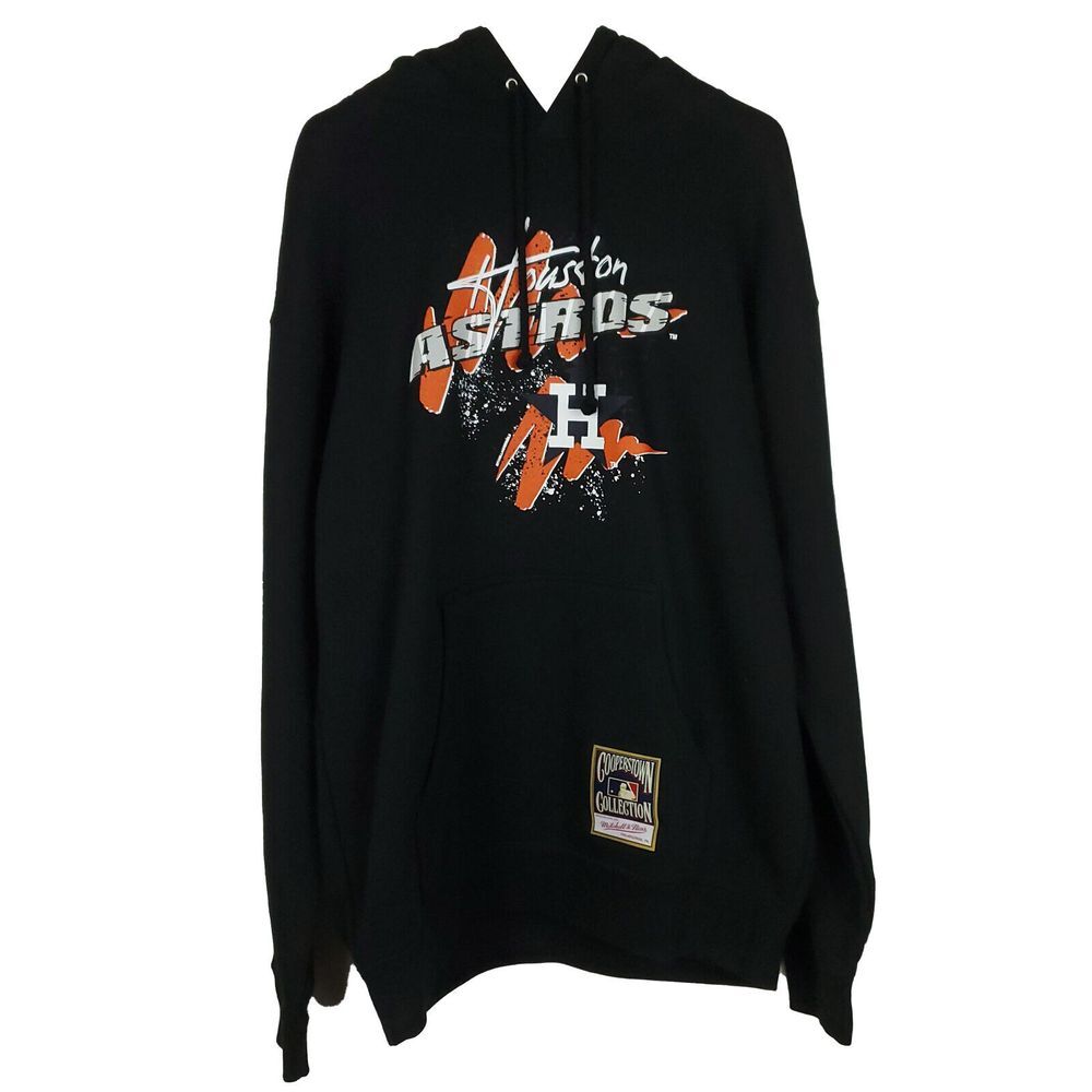 Houston Astros Mitchell & Ness MLB‎ L Large Hoodie Hyper Hoops Art Black NWT